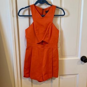 topshop orange cutout romper size us 2